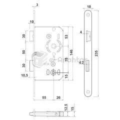 Hafele Sessiz Banyo/WC Kapı Kilidi 55/18 mm Sol Gümüş – 01.194