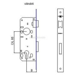 Tursan Standart Silindirli Gömme Kilit 45mm 303/T