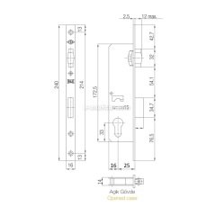 Kale PVC Doğrama için Makaralı Kapı Kilidi 30mm 155P