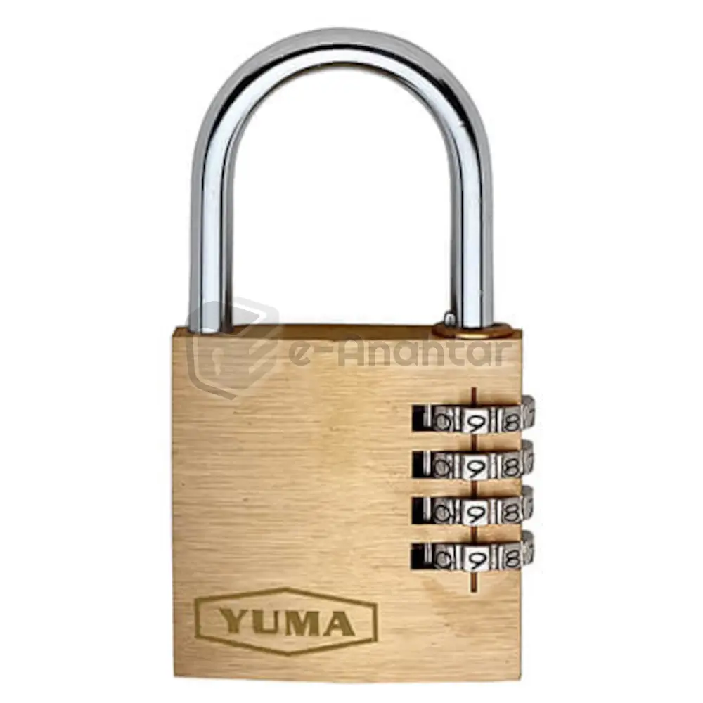 Yuma Şifreli Pirinç Asma Kilit 40 mm Sarı – 2140
